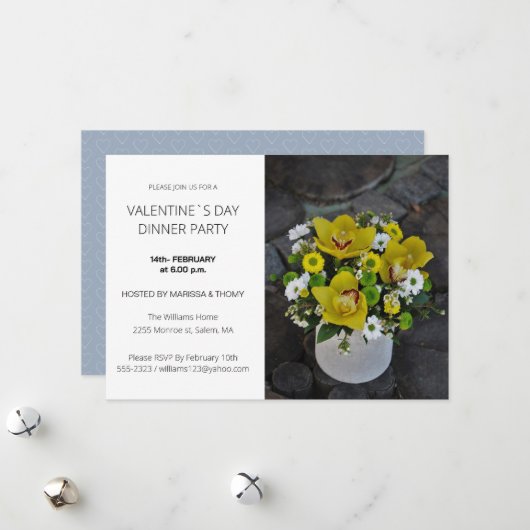 バレンタインデーのディナーパーティーモダンスクリプトの写真 シーズンカード (正面/裏面インサイチュ)