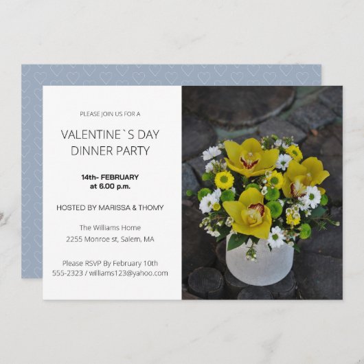 バレンタインデーのディナーパーティーモダンスクリプトの写真 シーズンカード (正面/裏面)