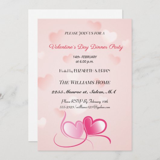 バレンタインデーのディナーパーティー シーズンカード (正面/裏面)