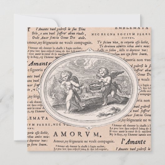 バレンタインデーのディナー・ダンス ヴィンテージ・キューピッド 招待状 (正面)