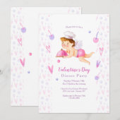 バレンタインデーのディナー・パーティー招待状 招待状 (正面/裏面)