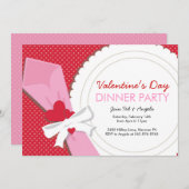 バレンタインデーのディナー・パーティ 招待状 (正面/裏面)