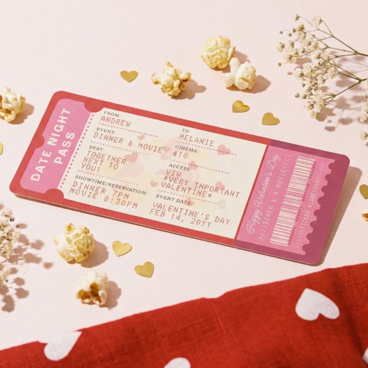 バレンタインデーのディナー&映画デート招待チケット シーズンカード