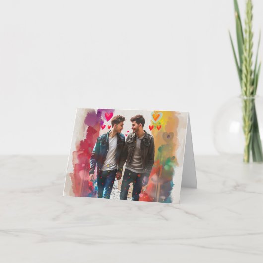 バレンタインデーのデジタルプリント2人の少年 シーズンカード (正面)