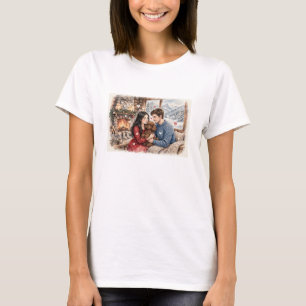 バレンタインデーのトイプードルカップル ロマンチック Tシャツ