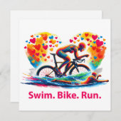 バレンタインデーのトライアスロン枕、スイム バイク ラン シーズンカード (正面/裏面)