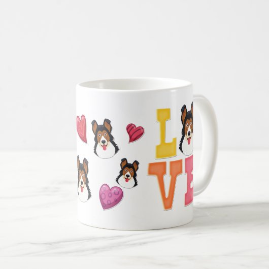 バレンタインデーのドイツの羊飼いかわいい犬の恋人 コーヒーマグカップ (正面右)