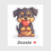 バレンタインデーのドイツシェパードの子犬 シール (シート)