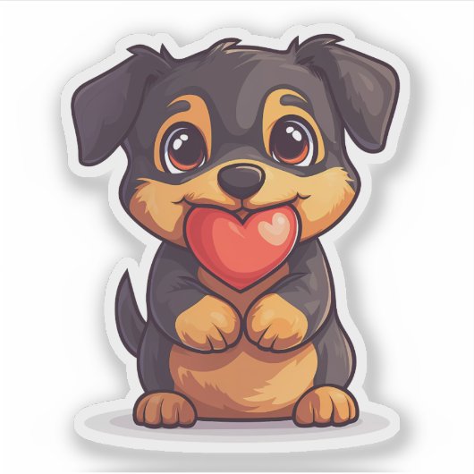 バレンタインデーのドイツシェパードの子犬 シール (正面)