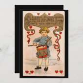 バレンタインデーのドラム少年 ヴィンテージ シーズンカード (正面/裏面)