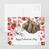 バレンタインデーのナマケモノ  シーズンポストカード (正面/裏面)