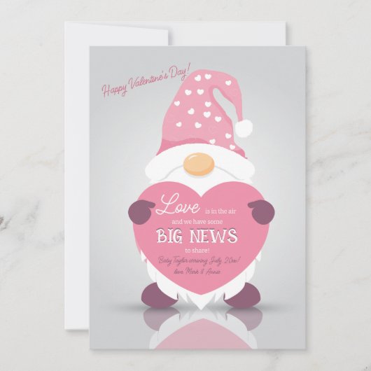 バレンタインデーのニュース妊娠発表 案内状 (正面)