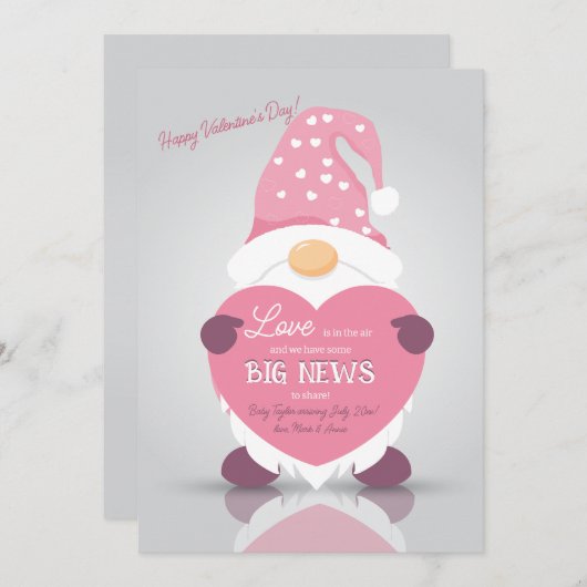 バレンタインデーのニュース妊娠発表 案内状 (正面/裏面)
