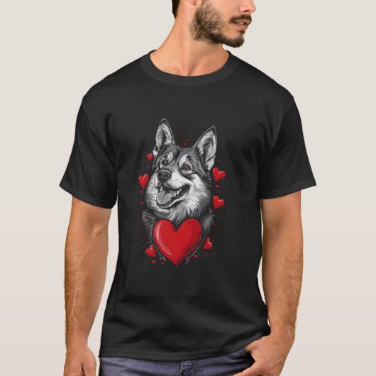 バレンタインデーのノルウェージャン・エルクハウンド Tシャツ (正面)