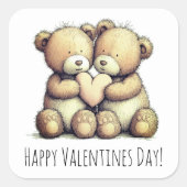 バレンタインデーのハッピーなステッカー スクエアシール (正面)