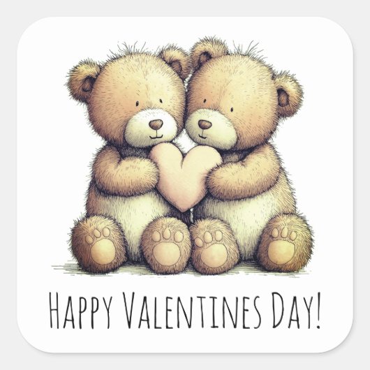 バレンタインデーのハッピーなステッカー スクエアシール (正面)