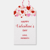 バレンタインデーのハッピーギフトタグ、赤とピンクのハート ギフトタグ (正面)