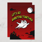 バレンタインデーのハロウィンゴースト シーズンカード (正面/裏面)