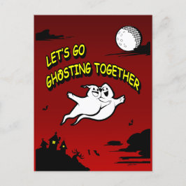 バレンタインデーのハロウィンゴースト シーズンポストカード