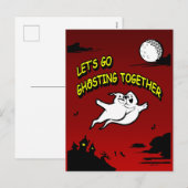 バレンタインデーのハロウィンゴースト シーズンポストカード (正面/裏面)