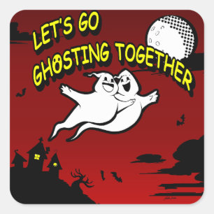 バレンタインデーのハロウィンゴースト スクエアシール