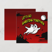 バレンタインデーのハロウィンゴースト 招待状 (正面/裏面)