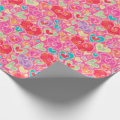 バレンタインデーのハートおよび花 ラッピングペーパー (角)