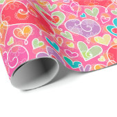 バレンタインデーのハートおよび花 ラッピングペーパー (ロールコーナー)