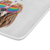 バレンタインデーのハートとカバリエのキングドッグ カッティングボード (角)