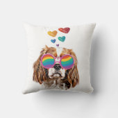 バレンタインデーのハートとカバリエのキングドッグ クッション (裏面)