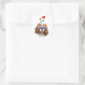 バレンタインデーのハートとカバリエのキングドッグ スクエアシール (バッグ)