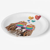 バレンタインデーのハートとカバリエのキングドッグ ペーパープレート (アングル)