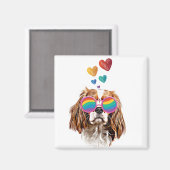 バレンタインデーのハートとカバリエのキングドッグ マグネット (正面/裏面)