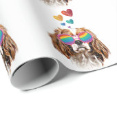 バレンタインデーのハートとカバリエのキングドッグ ラッピングペーパー (ロールコーナー)