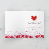 バレンタインデーのハートとバラ署名の追加 シーズンカード (内部)