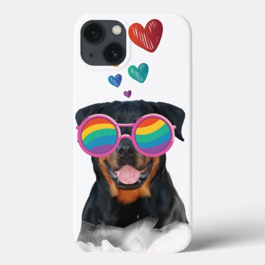 バレンタインデーのハートとロットワイラー Case-Mate iPhoneケース (裏面)