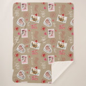 バレンタインデーのハートと写真切手 シェルパブランケット (正面)