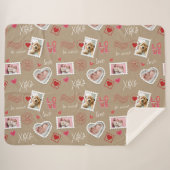 バレンタインデーのハートと写真切手 シェルパブランケット (正面(横))