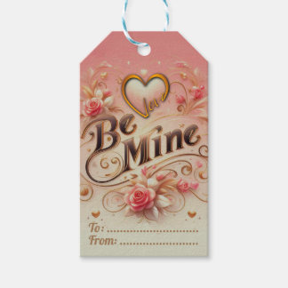 バレンタインデーのハートと名言のデザイン Be Mine ギフトタグ