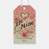 バレンタインデーのハートと名言のデザイン Be Mine ギフトタグ (裏面)