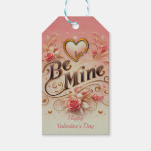 バレンタインデーのハートと名言のデザイン Be Mine ギフトタグ