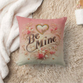 バレンタインデーのハートと名言のデザイン Be Mine クッション (ブランケット)