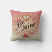 バレンタインデーのハートと名言のデザイン Be Mine クッション (正面)