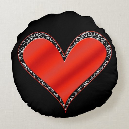 バレンタインデーのハートのカスタマイズ ラウンドクッション (裏面)