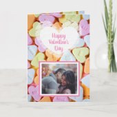 バレンタインデーのハートのキャンディー写真カード カード (正面)