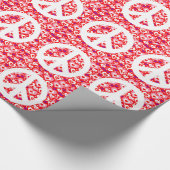 バレンタインデーのハートのピースサインの包装紙 ラッピングペーパー (角)