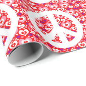 バレンタインデーのハートのピースサインの包装紙 ラッピングペーパー (ロールコーナー)