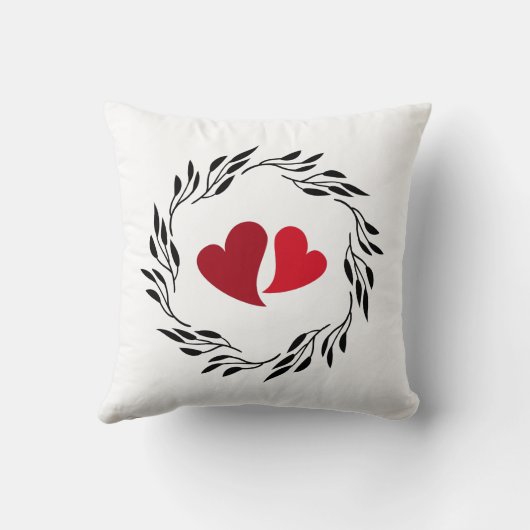 バレンタインデーのハートの花輪 クッション (裏面)