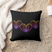 バレンタインデーのハートの表裏ブラック クッション (ブランケット)