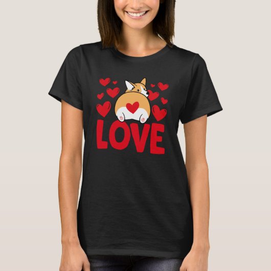 バレンタインデーのハートはコギスの動物の女性を愛 Tシャツ (正面)